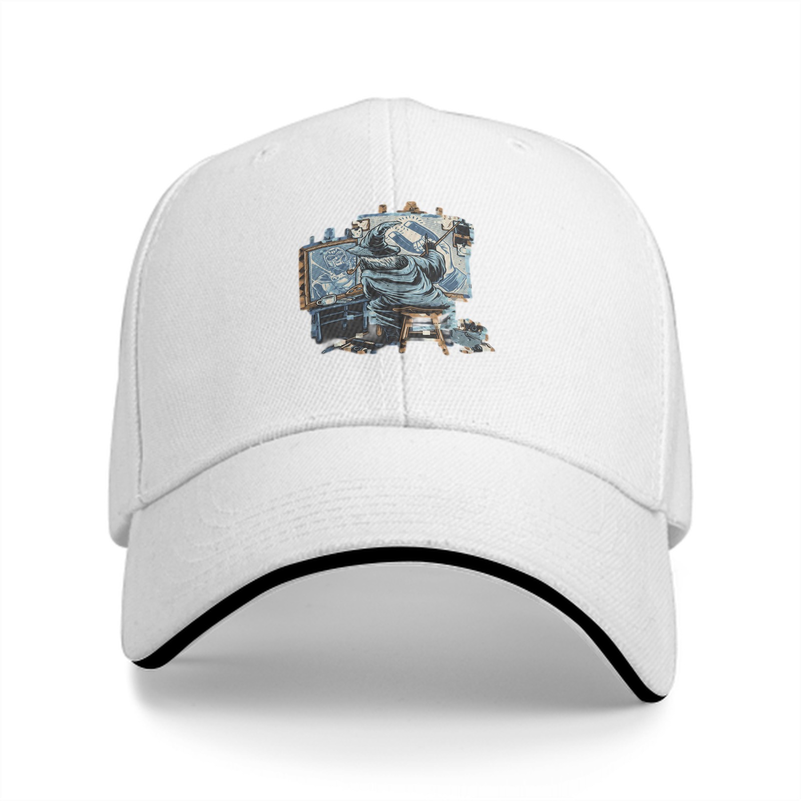 Black Baseball Cap With Grim Reaper Artist Painting Print