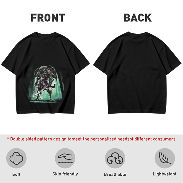 Olive T-Shirt With Samurai Cthulhu Warrior Graphic Print
