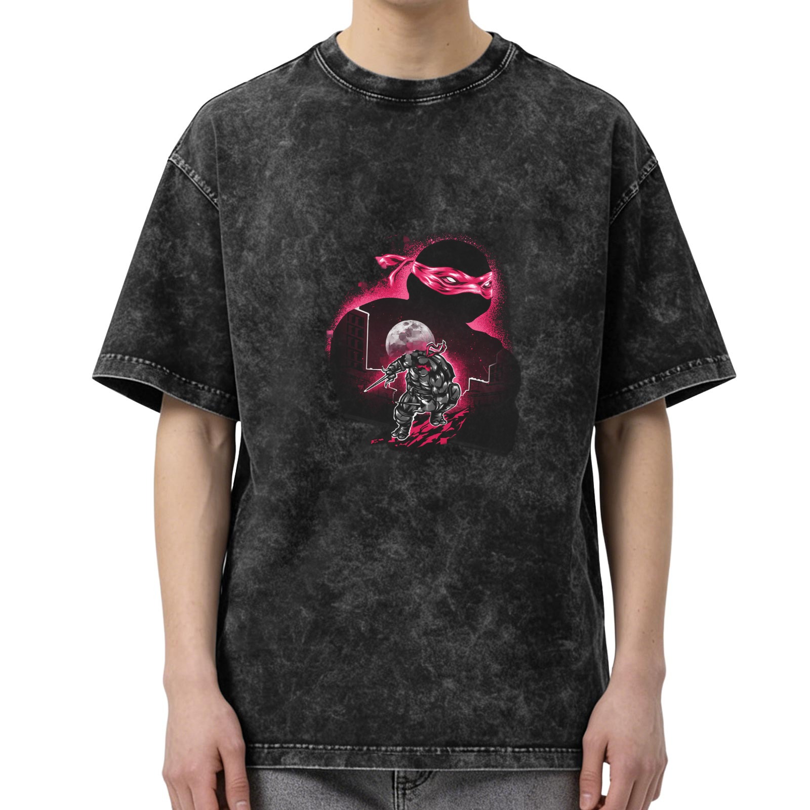 Teenage Mutant Ninja Turtles Raphael Graphic Stonewashed Black T-Shirt