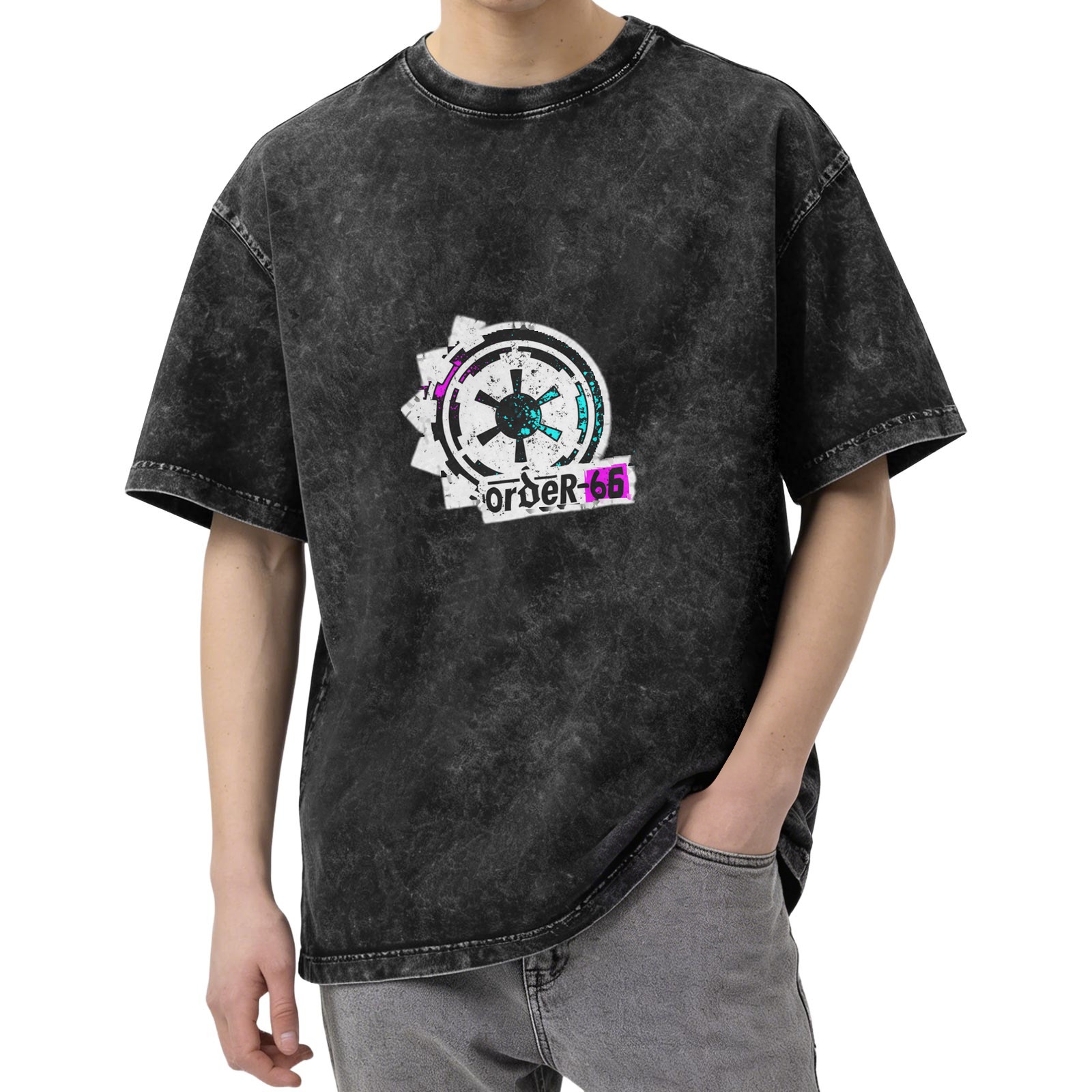 Washed Black Graphic T-Shirt with Order 66 Imperial Logo