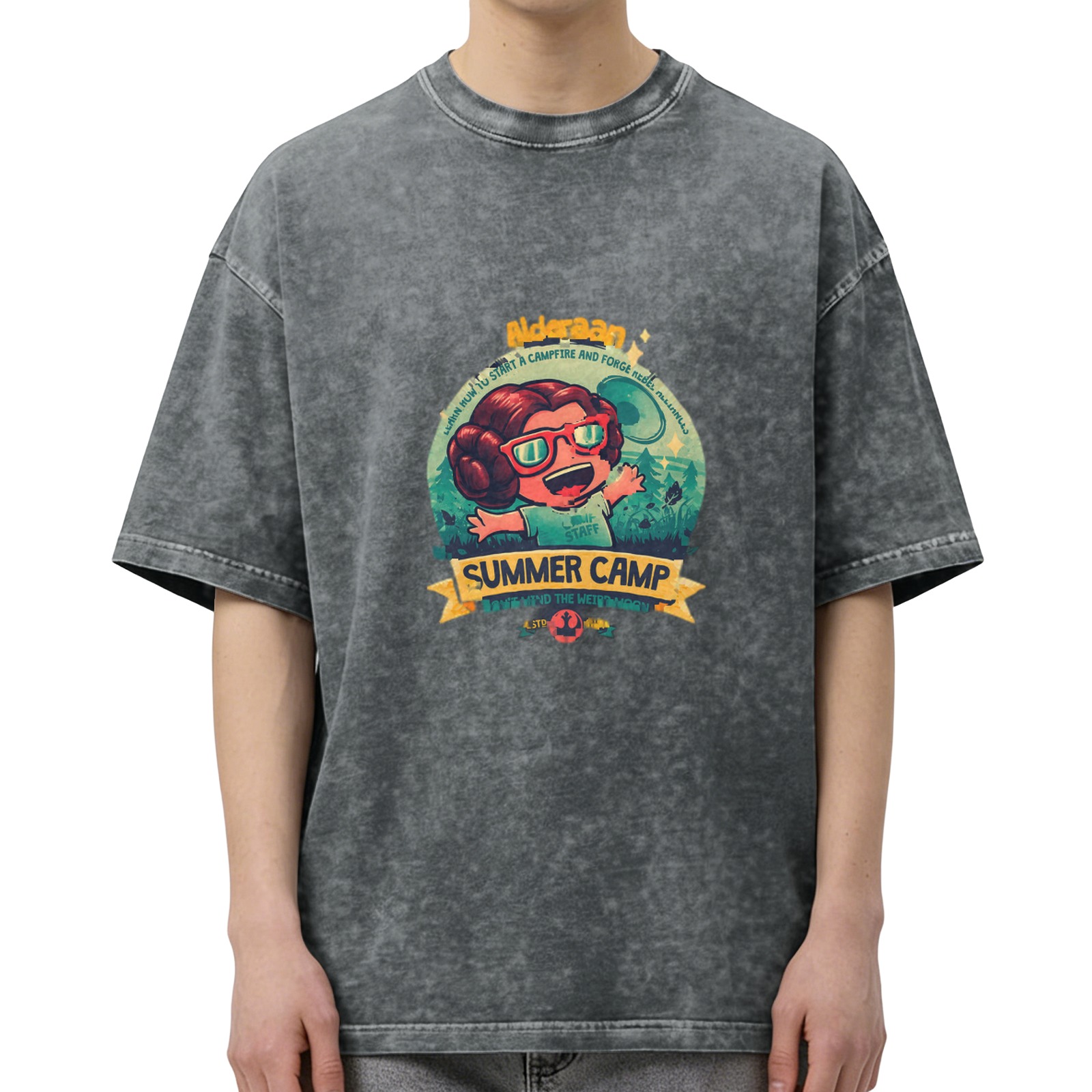 Alderaan Summer Camp Graphic Black Wash T-Shirt
