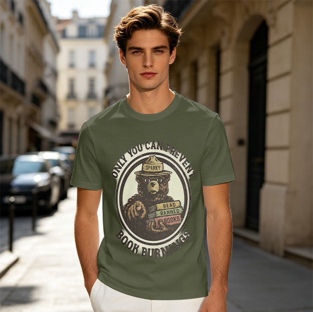 Only You Can Prevent Book Burnings Bear T-Shirt Art