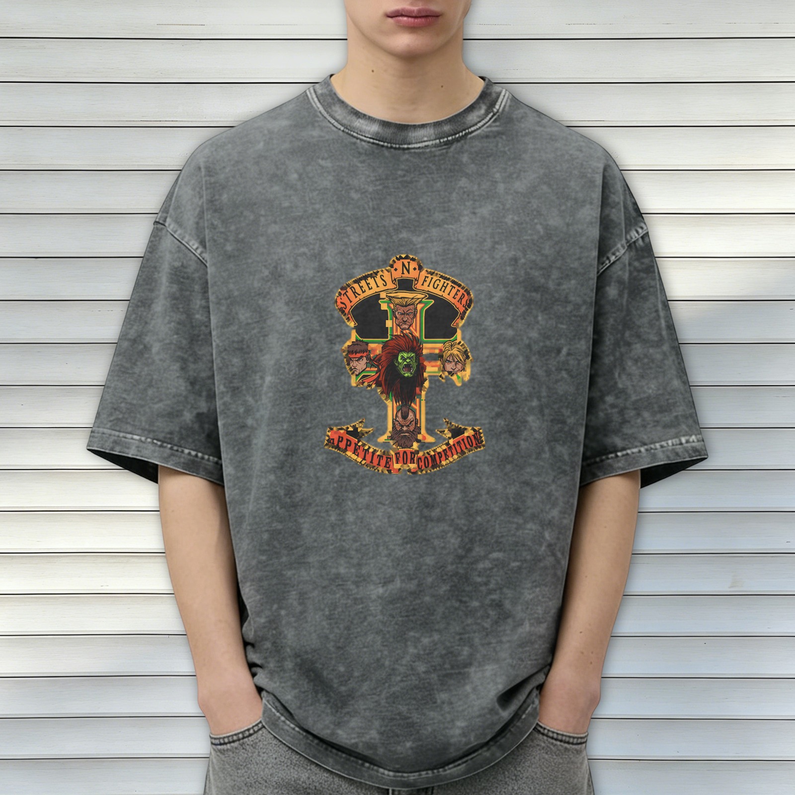 Street Fighter Appetite For Competition Graphic Washed Black T-Shirt