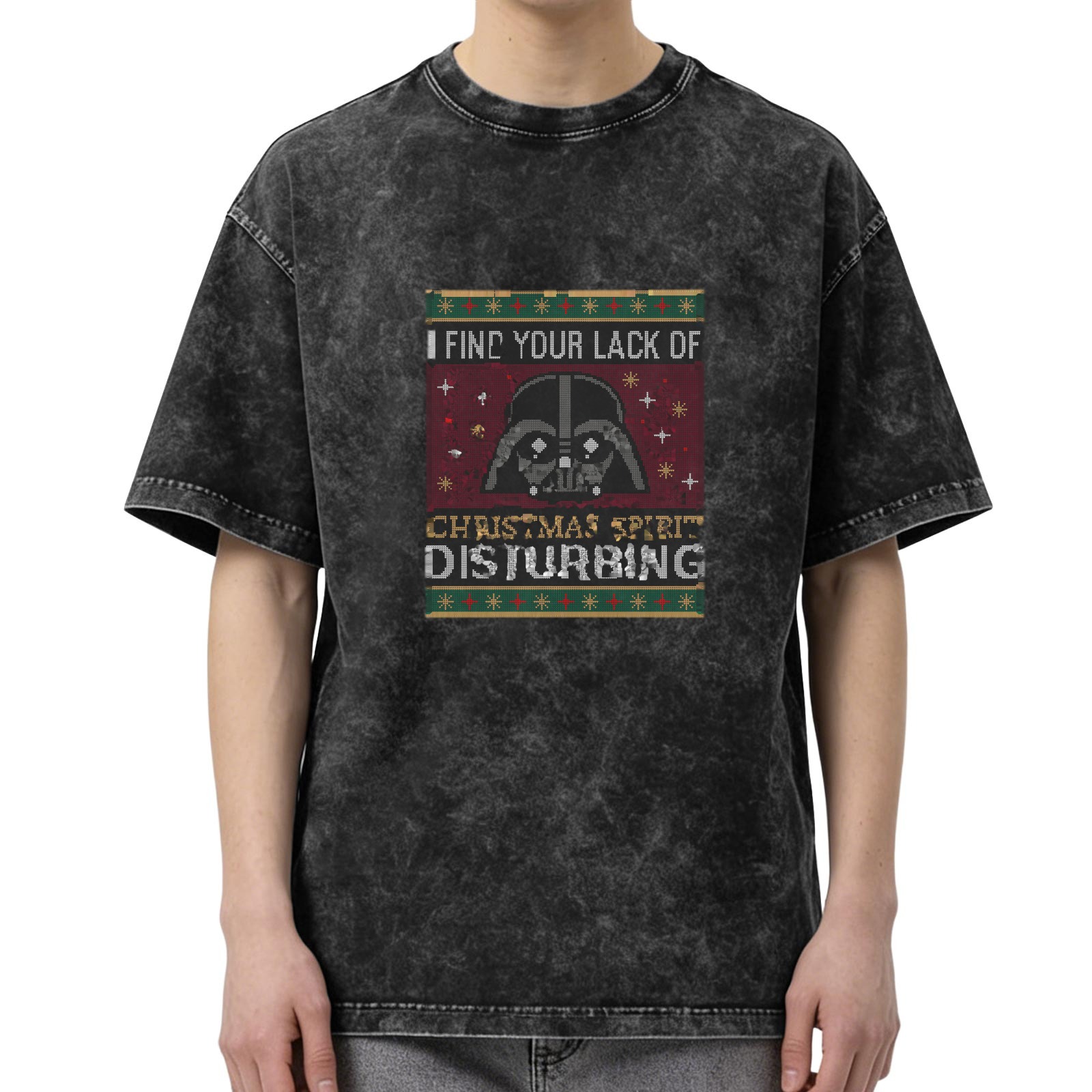 Darth Vader Christmas Spirit Disturbing Acid Wash T-Shirt