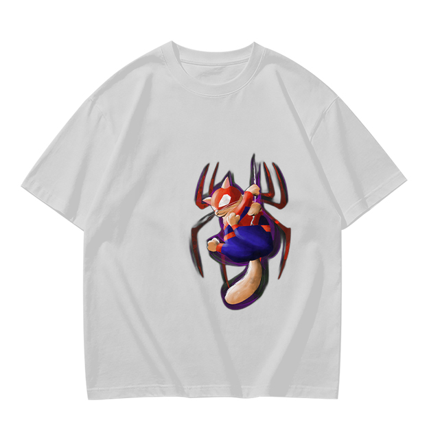 Olive T-Shirt With Spider Cat Superhero Graphic Print
