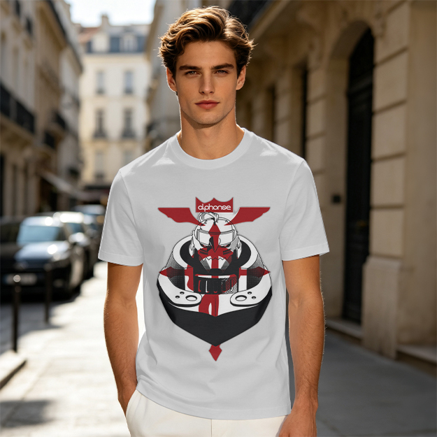 Olive T-Shirt with Knight Helmet Graphic Print