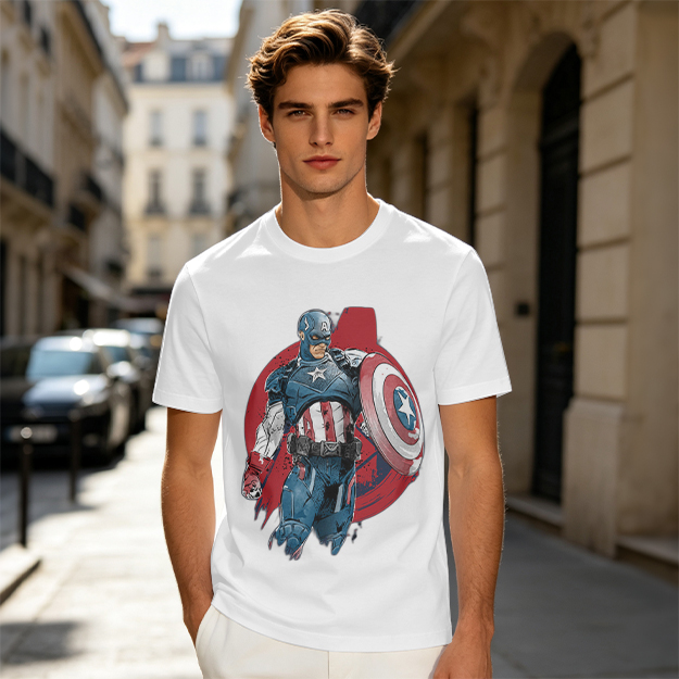 Olive T-shirt with Captain America Graphic Print