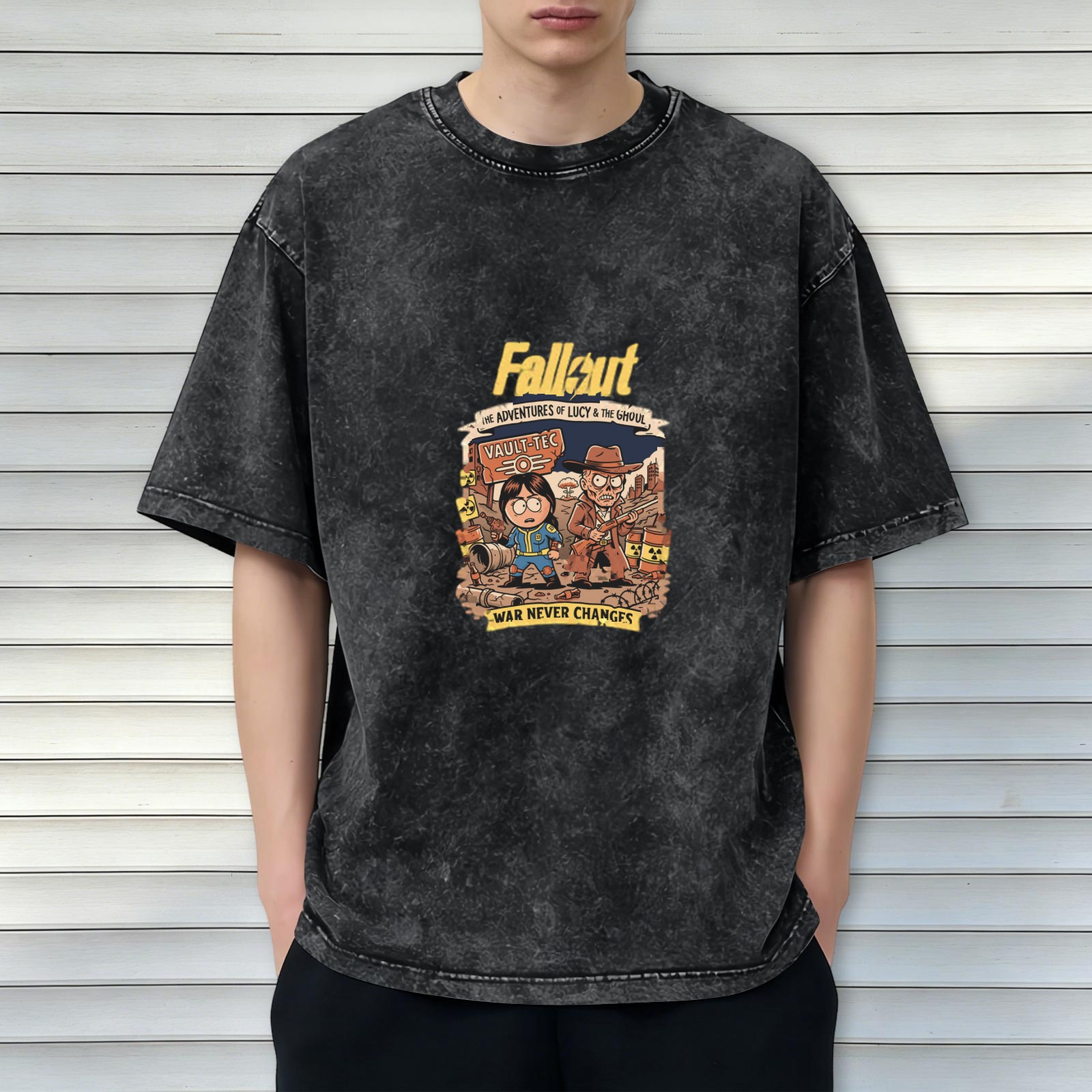Fallout Lucy and Ghoul War Never Changes Vintage Washed T-Shirt