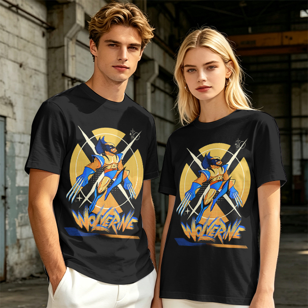 Olive Wolverine Graphic T-Shirt Featuring X-Men Symbol Art