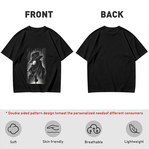 Olive T-Shirt with Noir Spider-Man in Rain Art Print