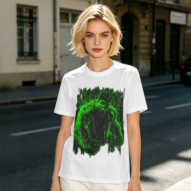 Olive Green T-Shirt With Glowing Green Hulk Graphic Print