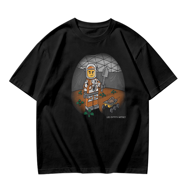 Olive T-shirt with Lego Astronaut Space Habitat Print