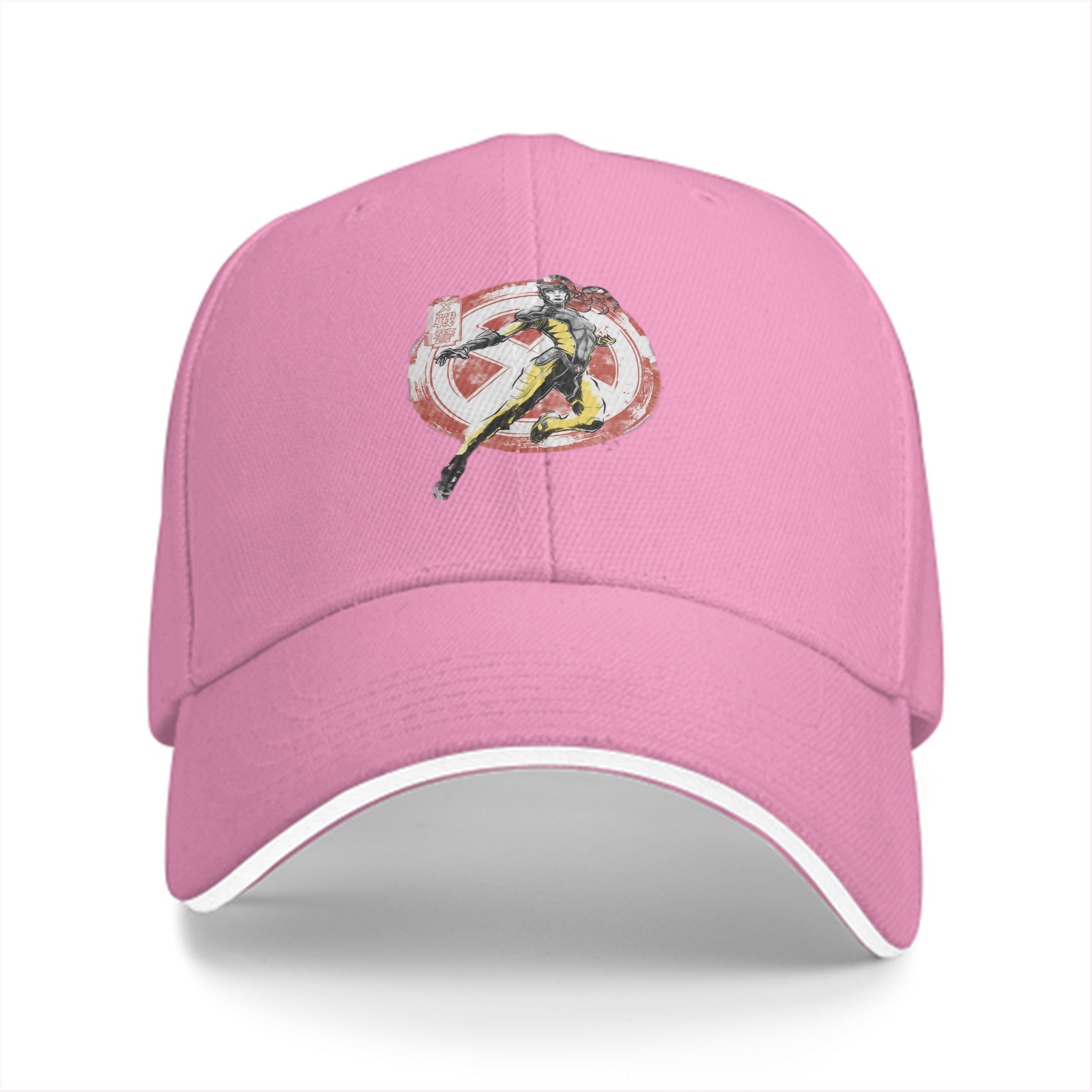 Black Baseball Cap With X-Men Themed Superhero Graphic Print
