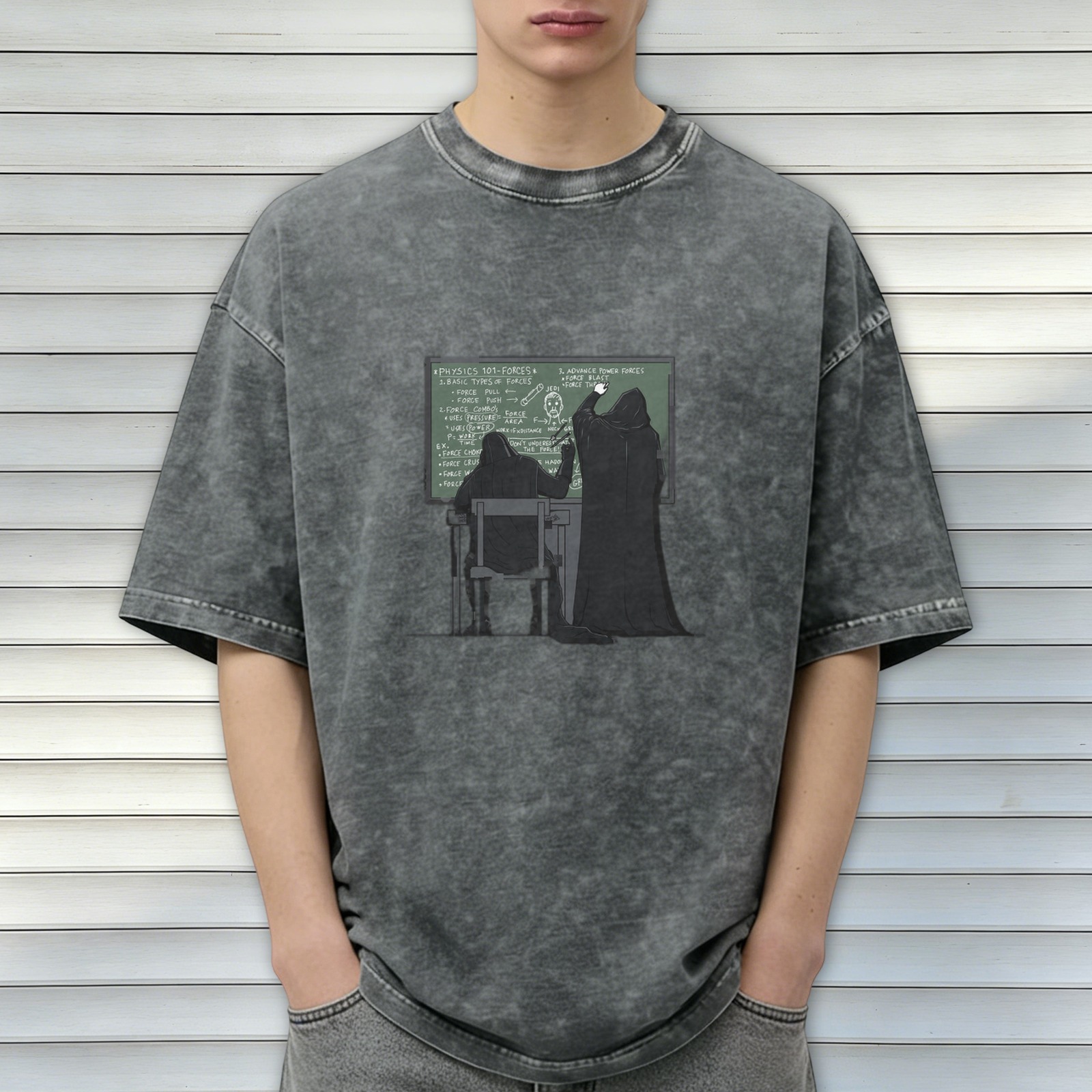 Washed Black T-Shirt with Sith Star Wars Physics Classroom Graphic