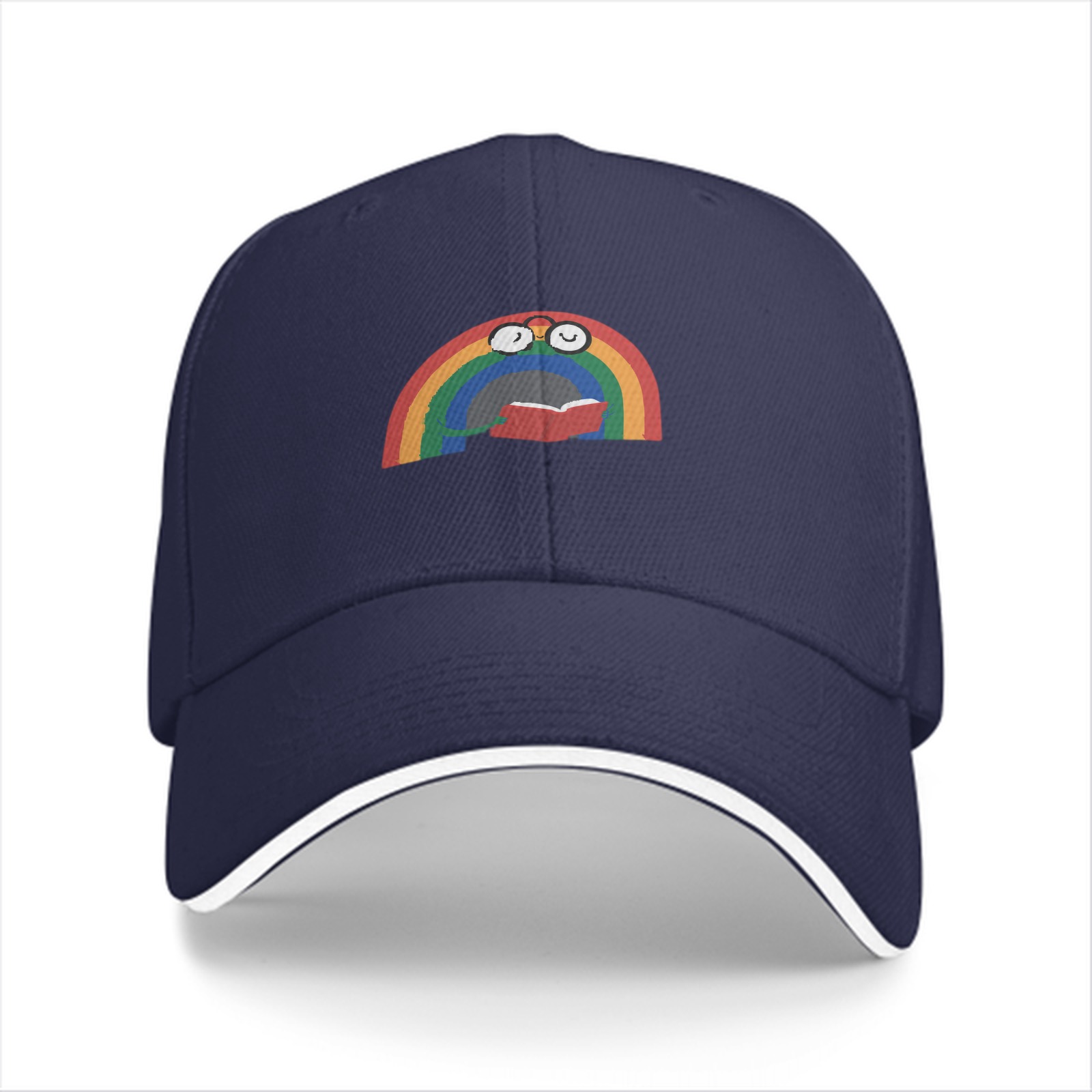 Black Baseball Cap With Reading Rainbow Graphic Design