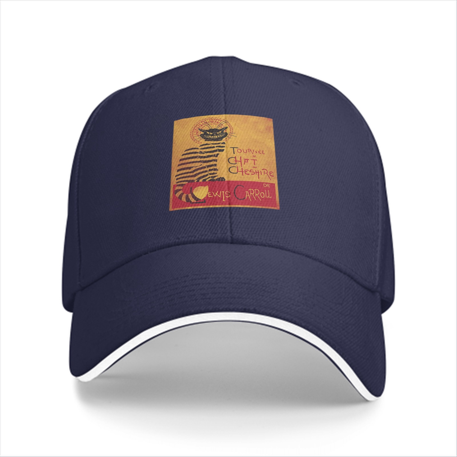 Black Baseball Cap with Cheshire Cat Lewis Carroll Print