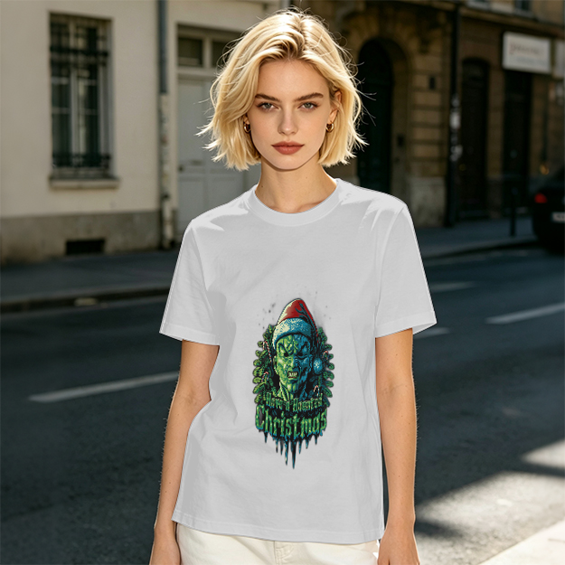 Olive T-Shirt With Scary Green Grinch Christmas Print
