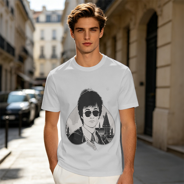 Olive Green T-Shirt With Harry Potter Wearing Sunglasses Print