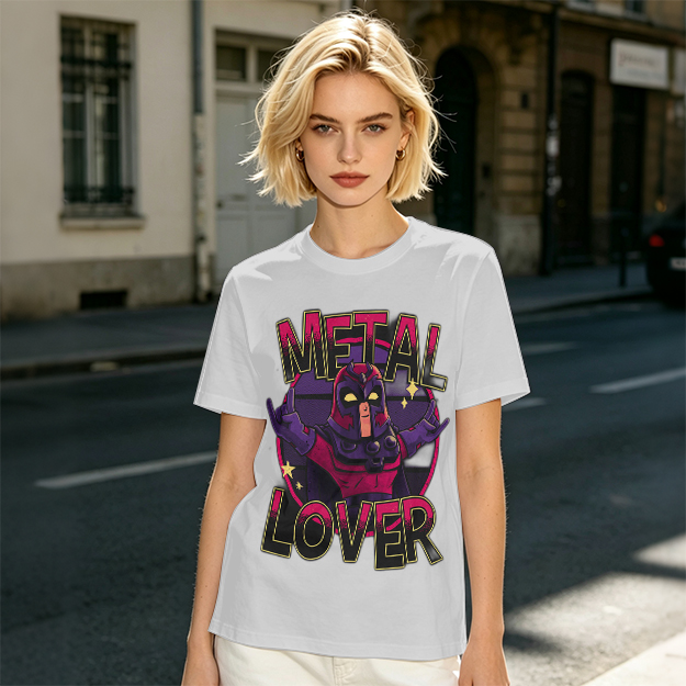 Olive Green T-Shirt with Metal Lover Super Villain Graphic
