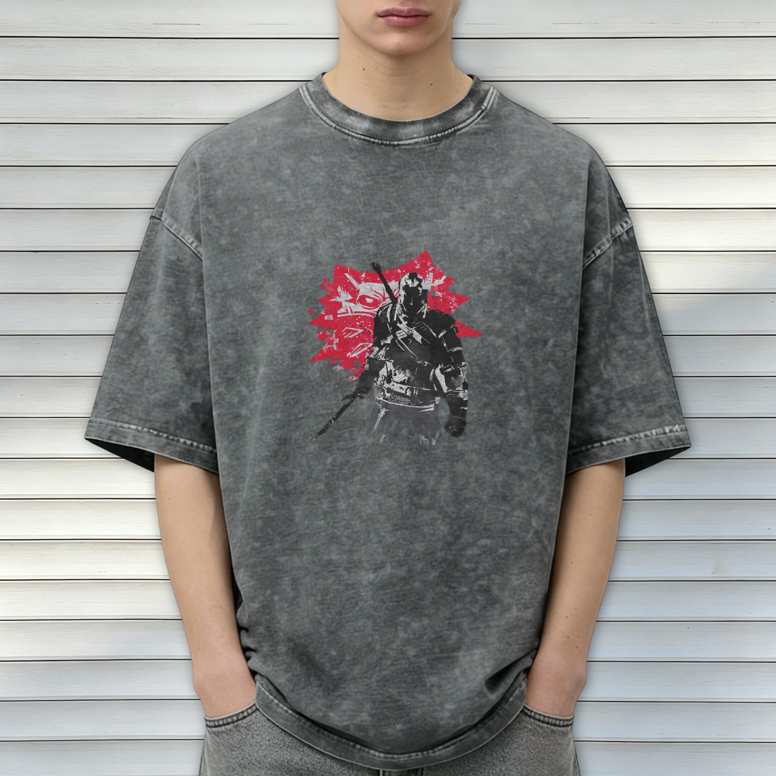 Distressed Darth Vader print short-sleeved T-shirt