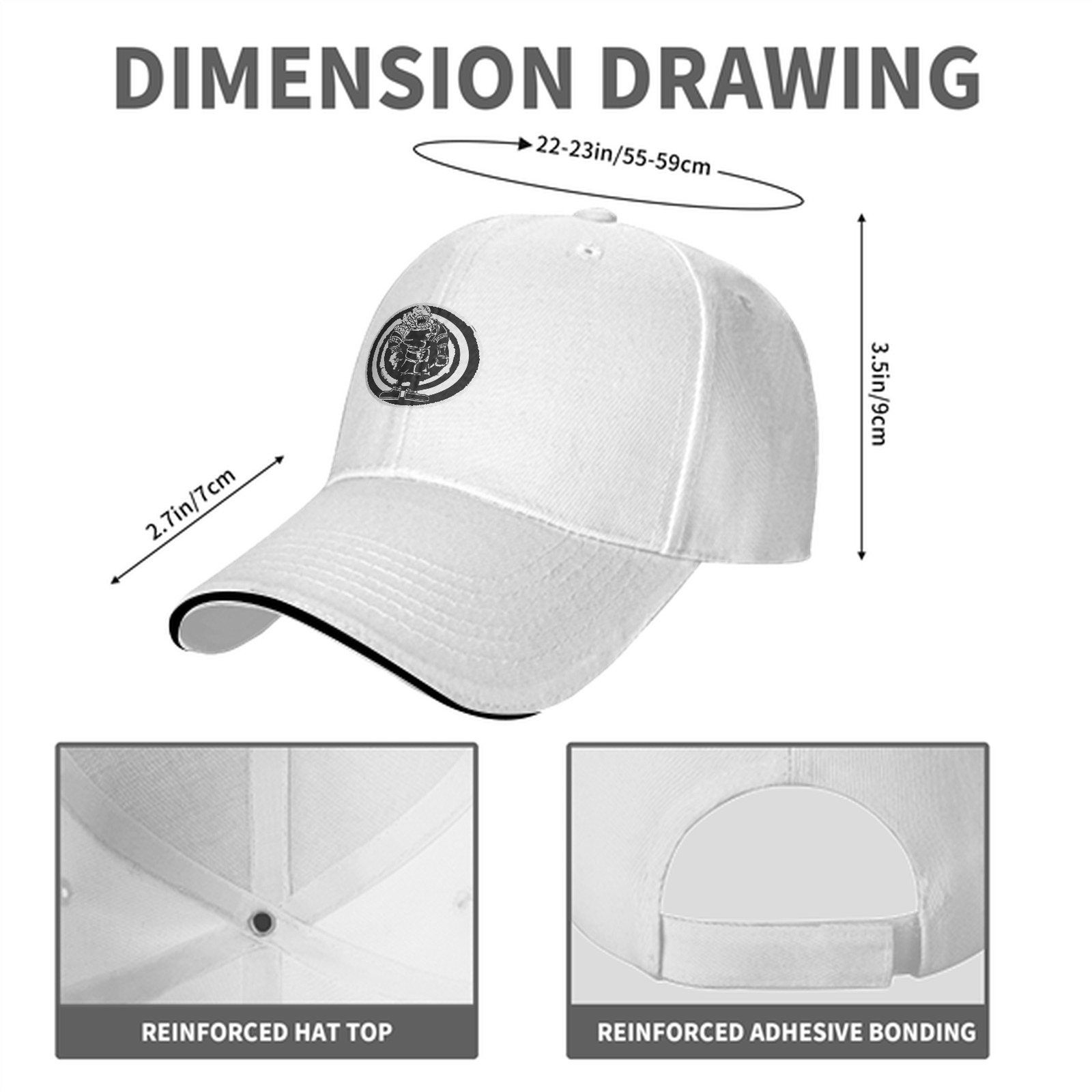 Black Baseball Cap With Circular Monster Graphic Print