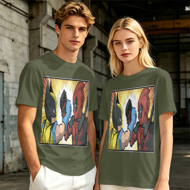 Wolverine and Deadpool Fist Bump Graphic T-Shirt