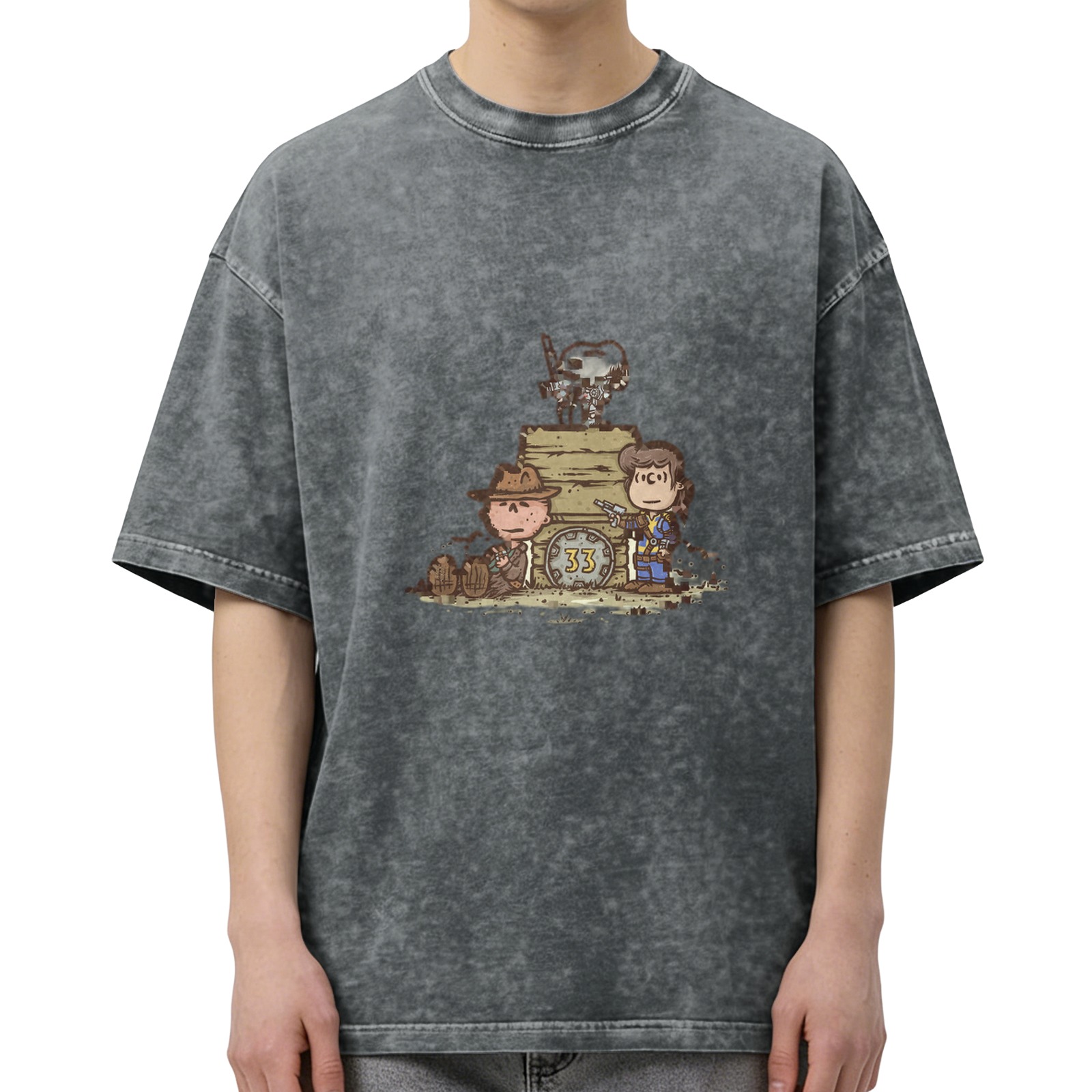 Wasteland Vault 33 Cartoon Characters Graphic T-Shirt