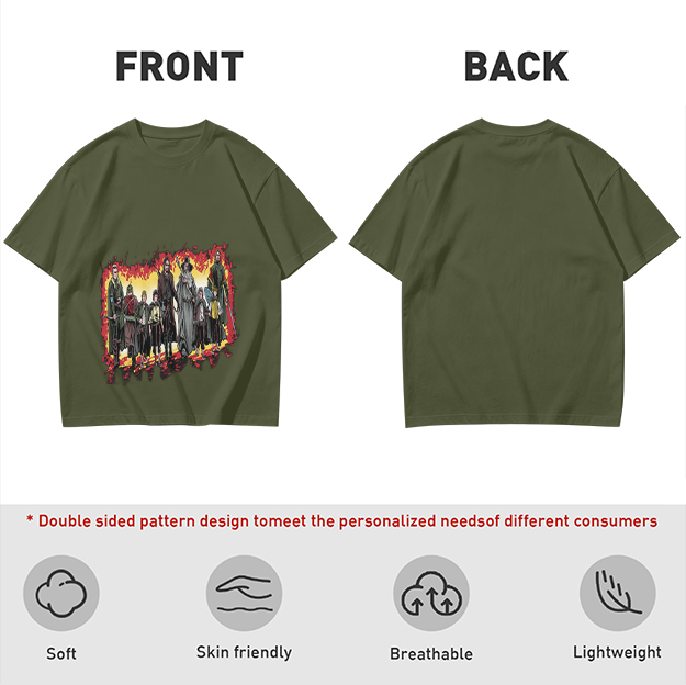 Olive Green T-Shirt With Fantasy Fellowship Group Graphic Print