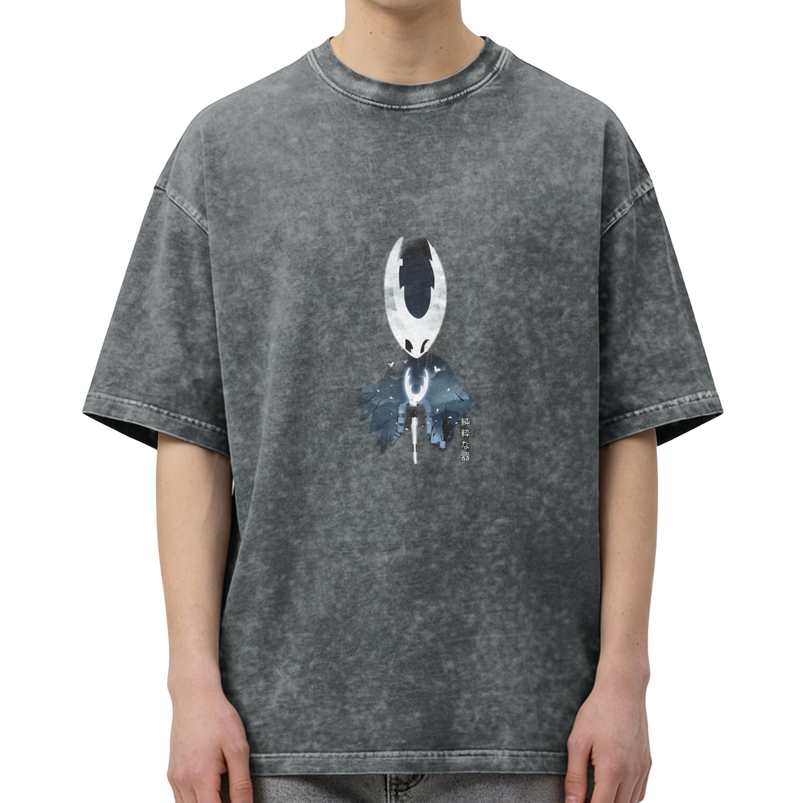 Hollow Knight Pure Vessel Graphic Washed Black Oversized T-Shirt