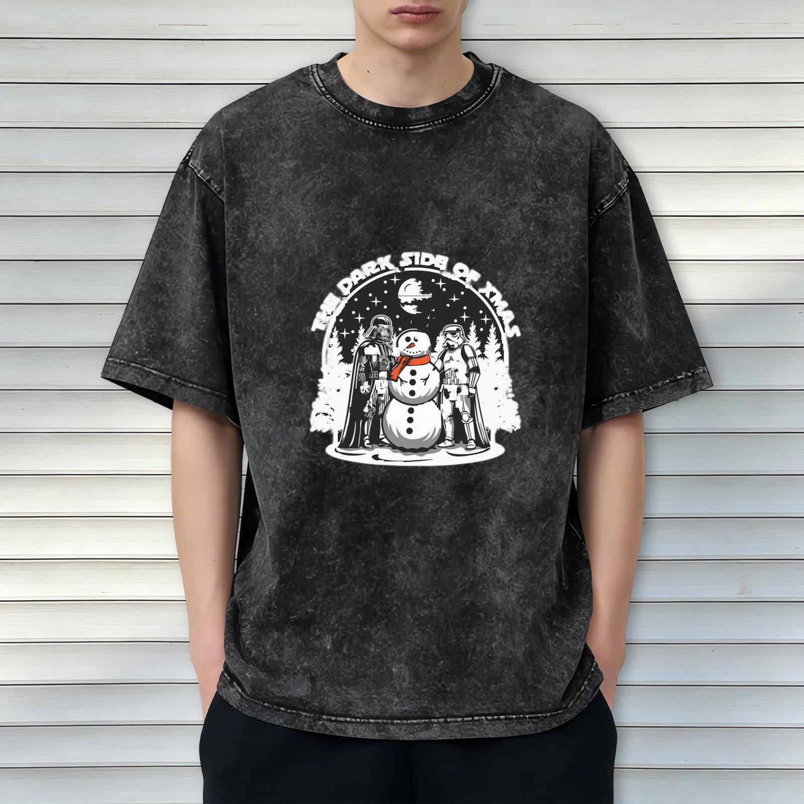 Dark Side of Xmas Star Wars Snowman Graphic T-Shirt