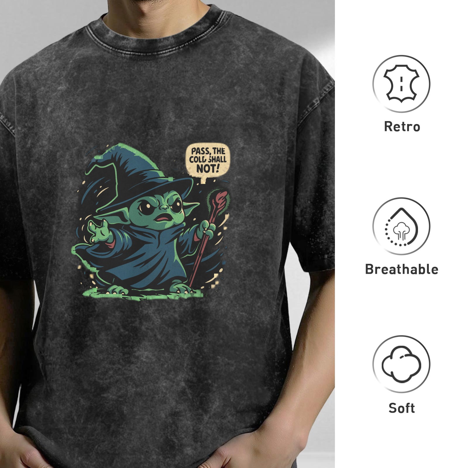 Wizard Baby Yoda 'Pass The Cold Shall Not' Graphic T-Shirt