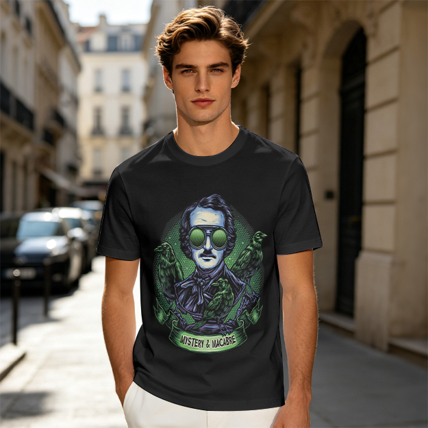 Edgar Allan Poe Raven Mystery Macabre Graphic T-Shirt