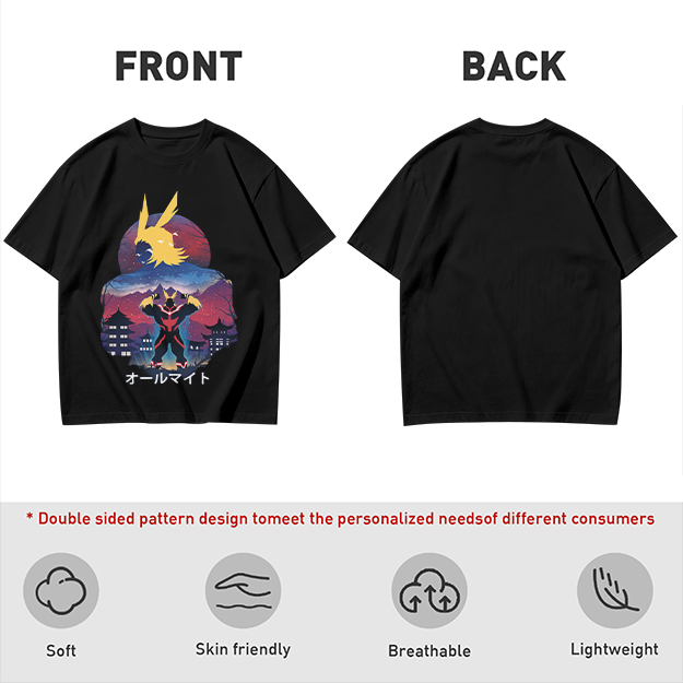 Olive t-shirt with All Might anime character graphic print