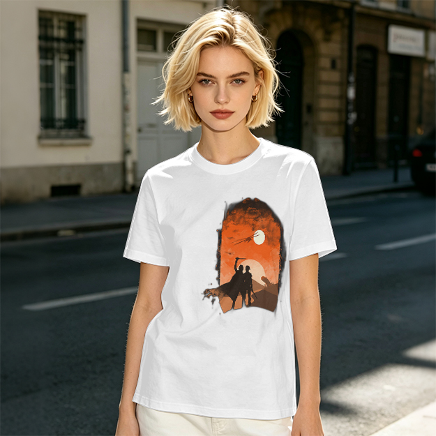 Olive T-Shirt With Desert Sunset Silhouette Print