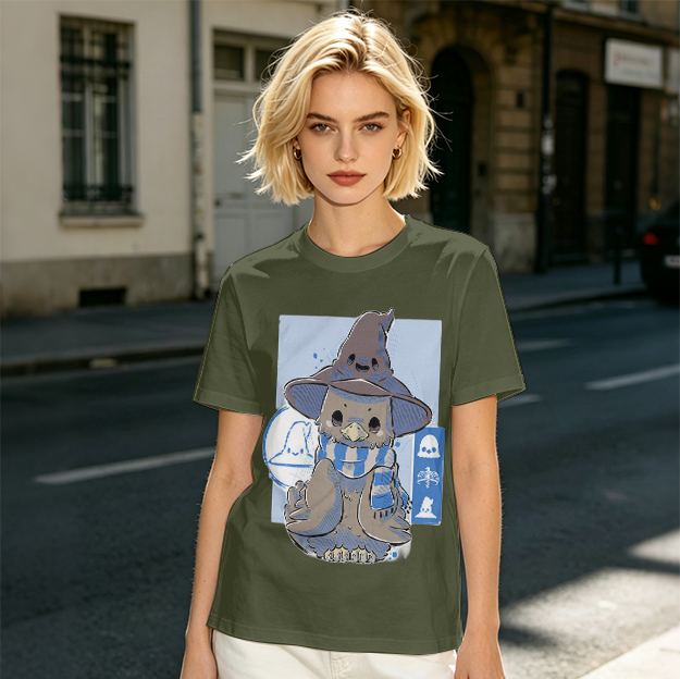 Owl in wizard hat and striped scarf graphic tee