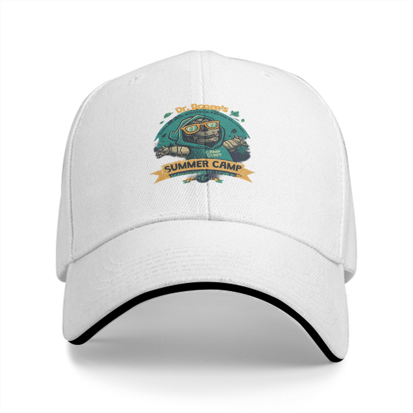 Dr. Doom's Summer Camp Themed Black Baseball Cap