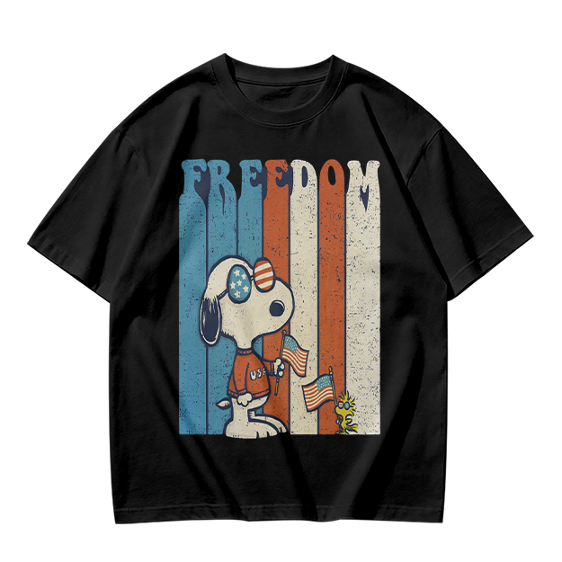 Olive Snoopy Freedom Patriotic Graphic T-Shirt