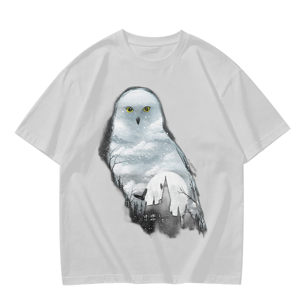 Olive Green T-Shirt With Snowy Owl Graphic Print