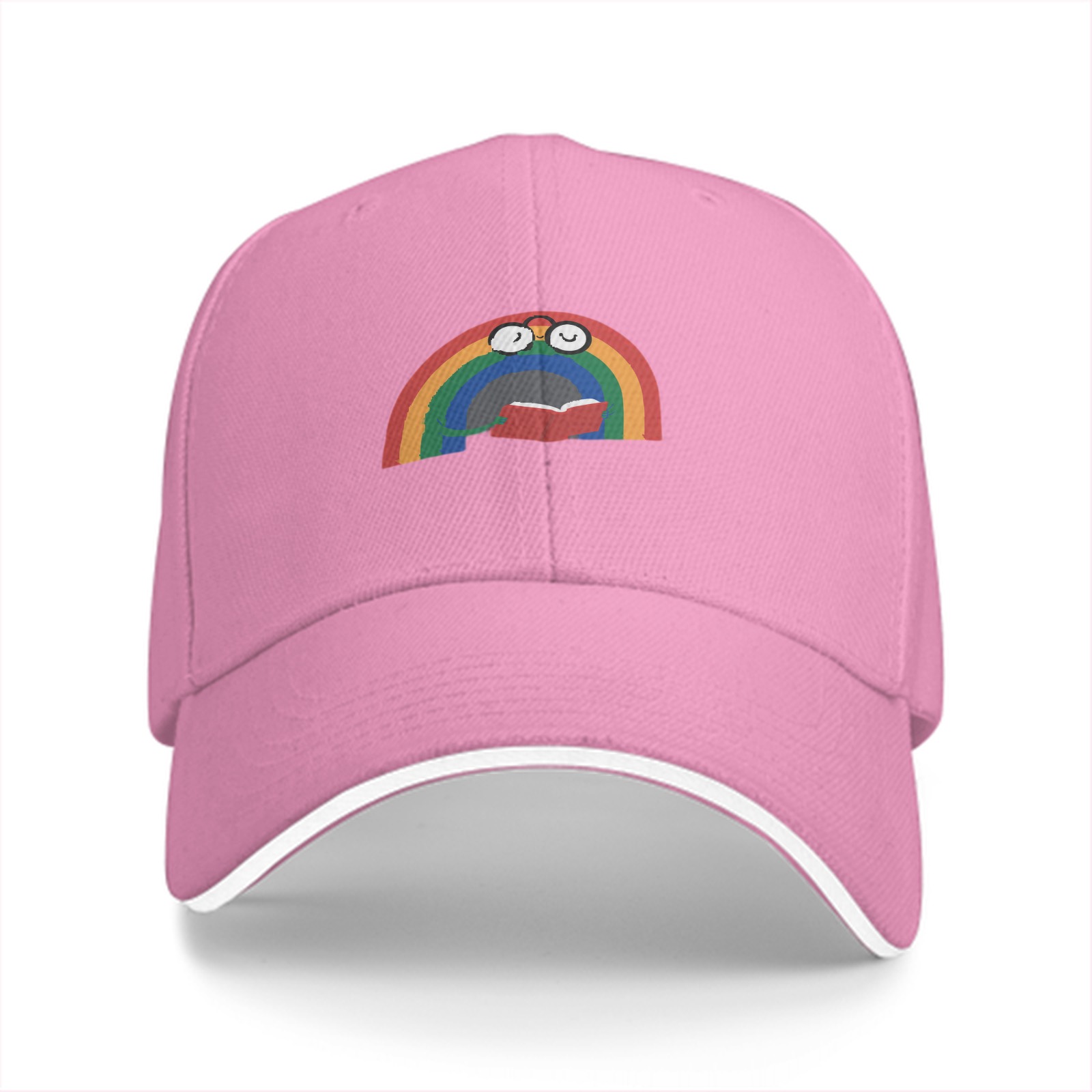 Black Baseball Cap With Reading Rainbow Graphic Design