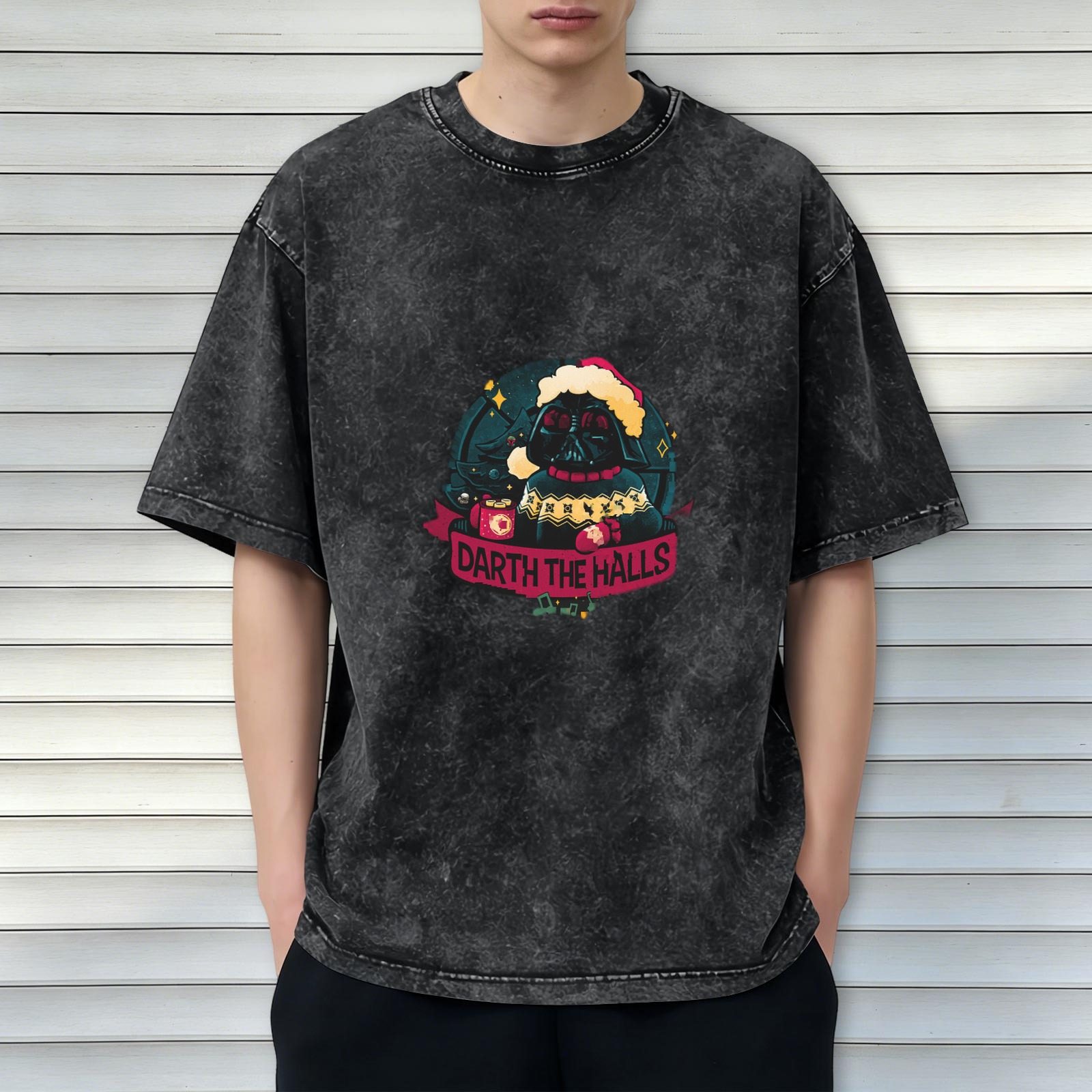 Darth The Halls Christmas Graphic Washed T-Shirt