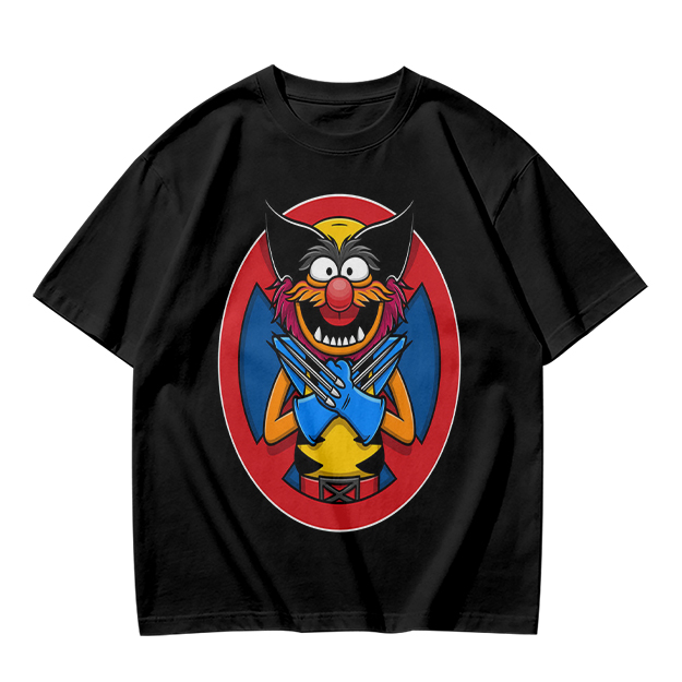 Olive T-Shirt With Muppet Wolverine Mashup Graphic