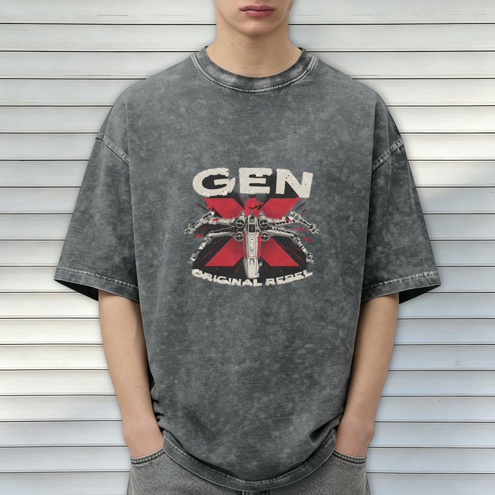 Gen X Original Rebel Starfighter Graphic Acid Wash T-Shirt
