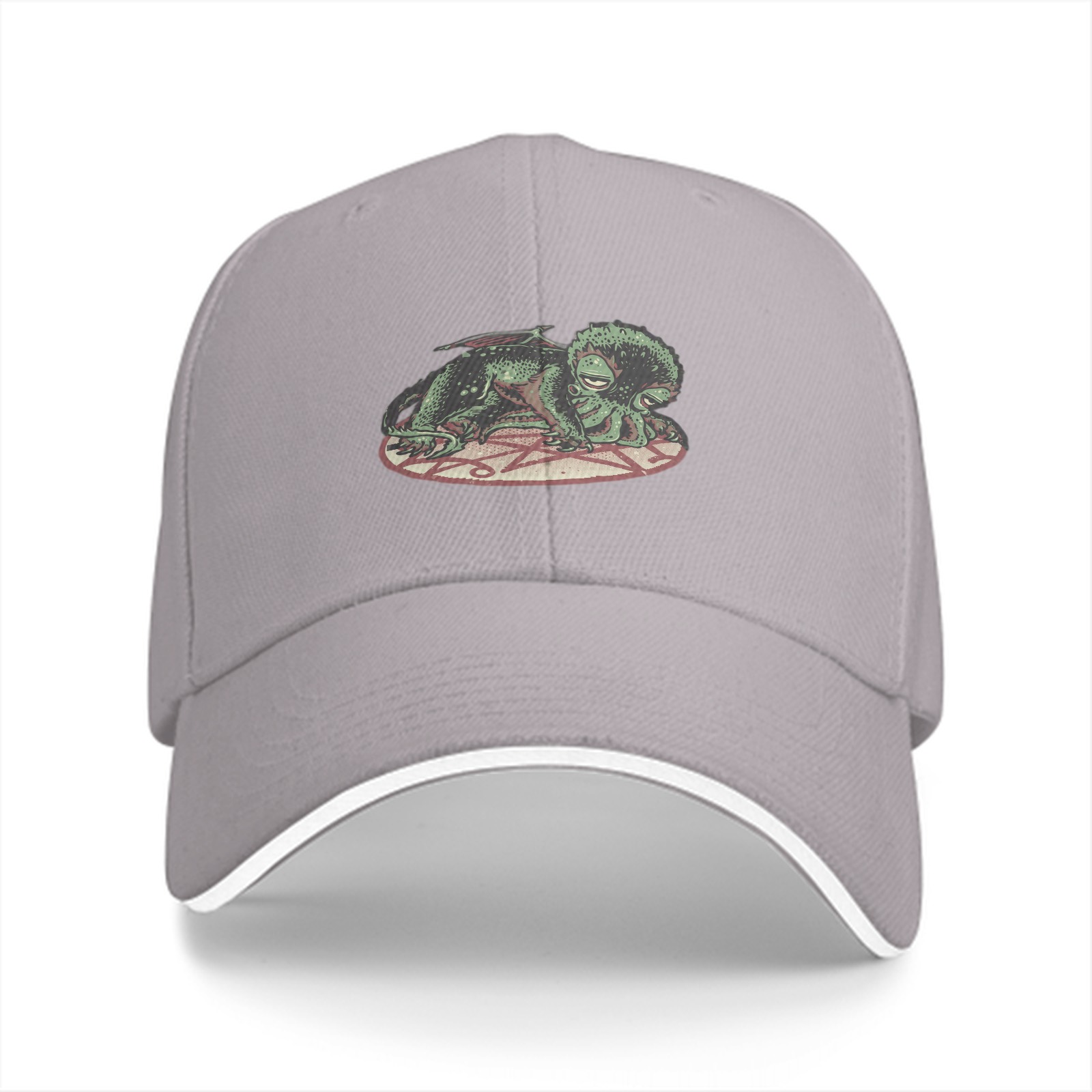 Black baseball cap with sleeping Cthulhu on occult symbol