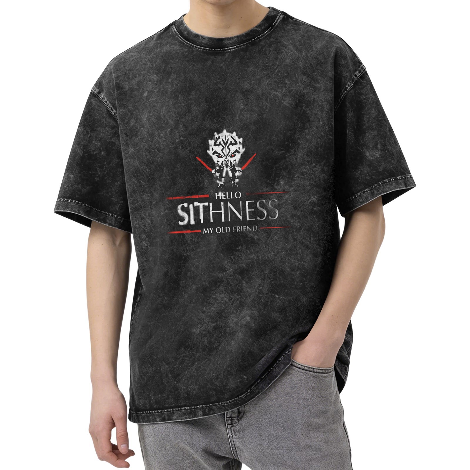Washed Black Star Wars Darth Maul Hello Sithness My Old Friend T-Shirt