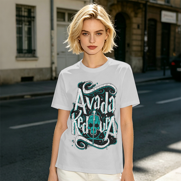 Olive T-Shirt With Avada Kedavra Dark Magic Skull Graphic