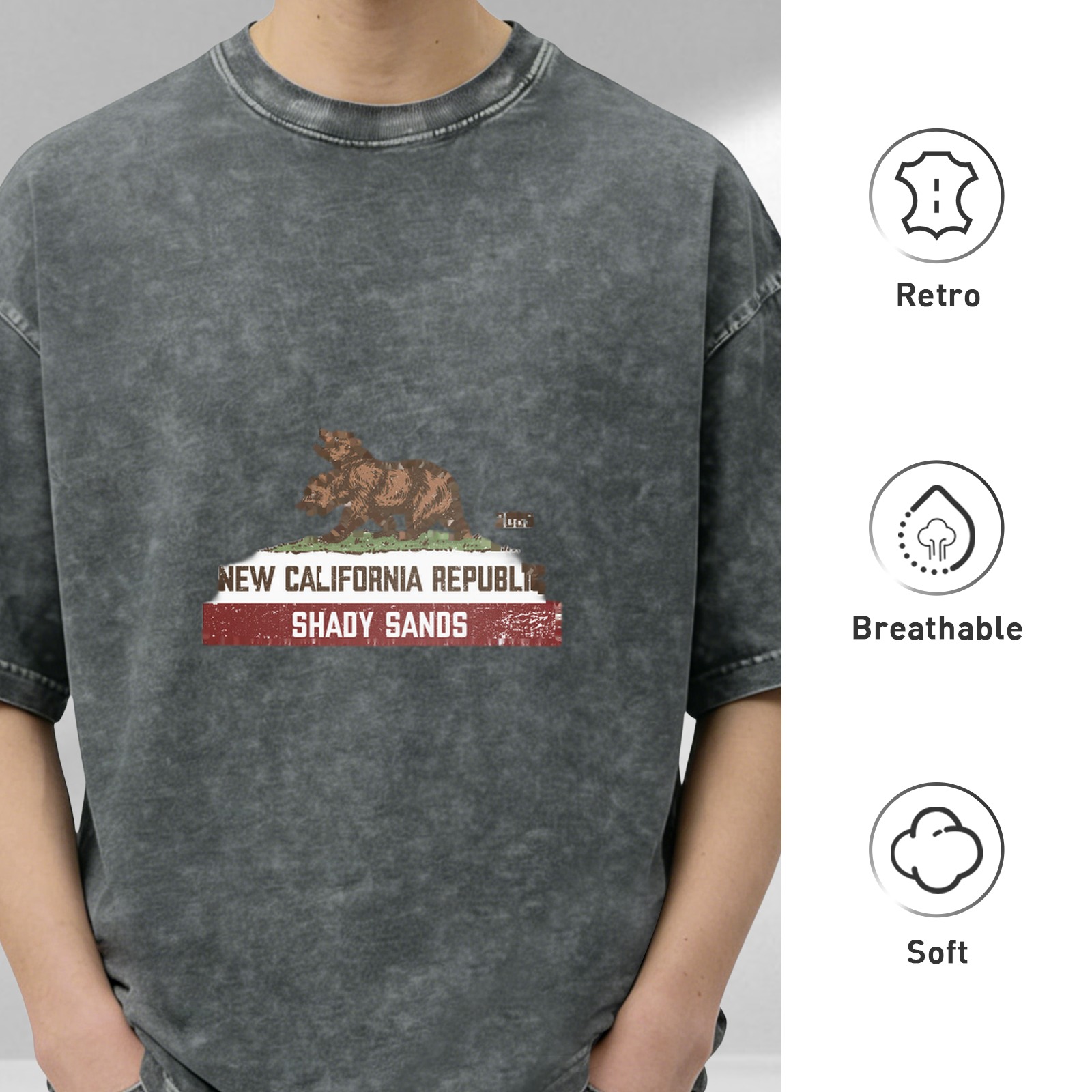 New California Republic Shady Sands Fallout Themed Vintage Wash T-Shirt