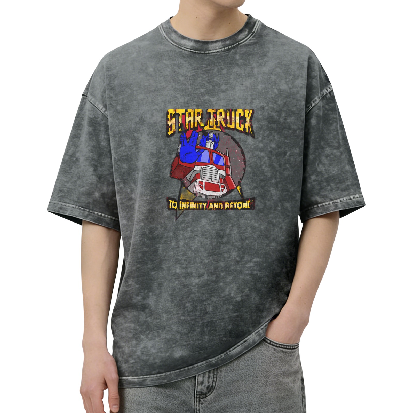 Star Truck To Infinity And Beyond Graphic Acid Wash T-Shirt