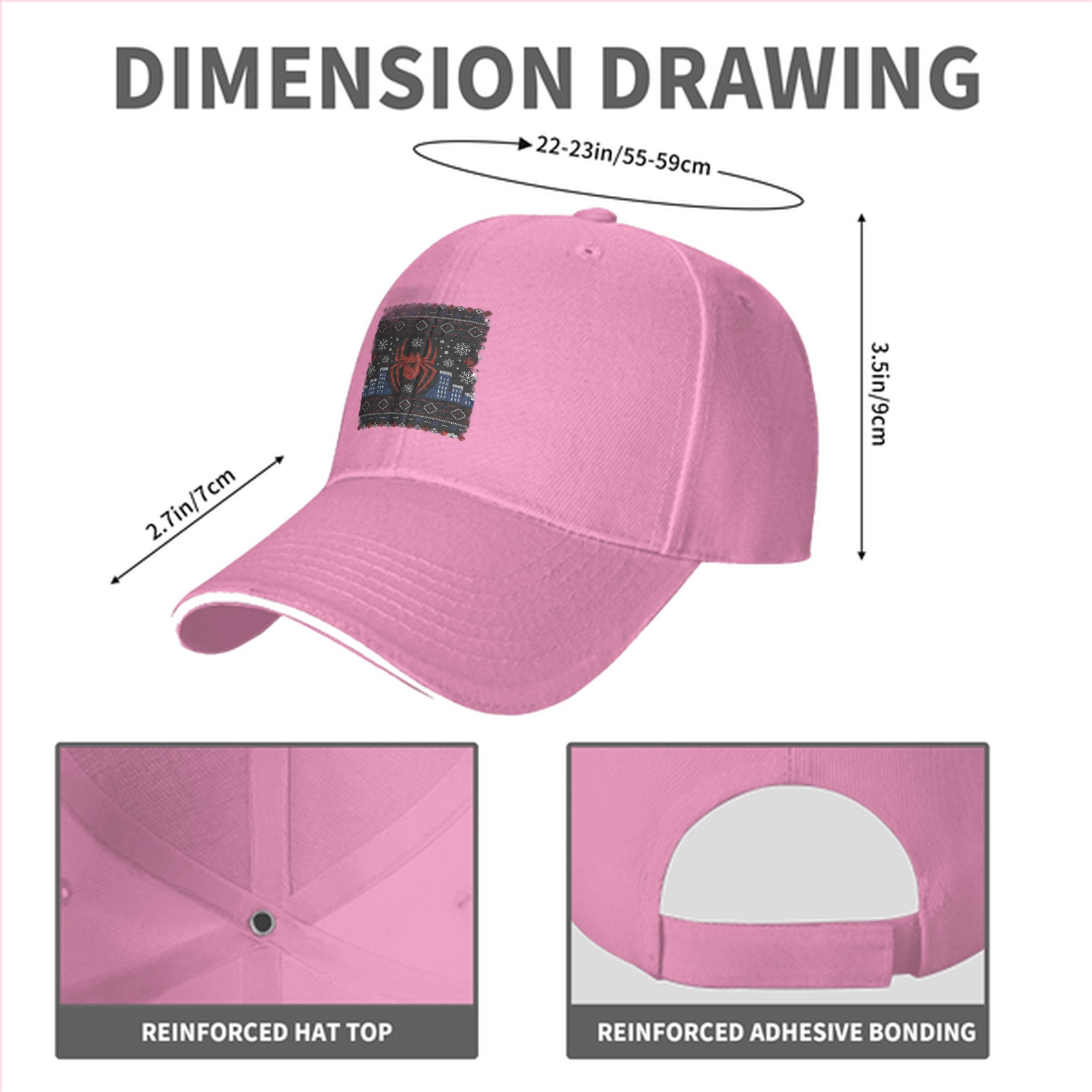 Black Baseball Cap with Spider-Man Ugly Christmas Sweater Print