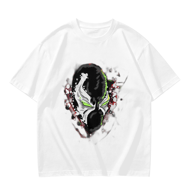 Olive T-shirt with Spawn Character Mask Graphic Print