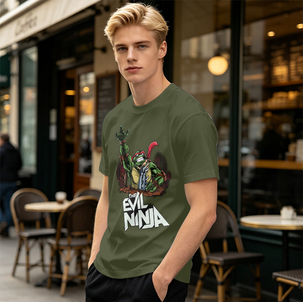 Olive T-Shirt With Evil Ninja Turtle Graphic Print